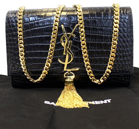 ysl bag black chain|YSL black purse gold chain.